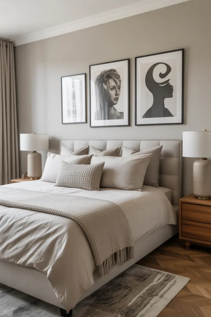 Modern Bedroom with Artistic Wall Decor