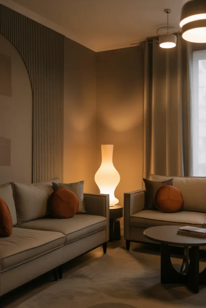 Modern Cozy Living Room with Soft Lighting