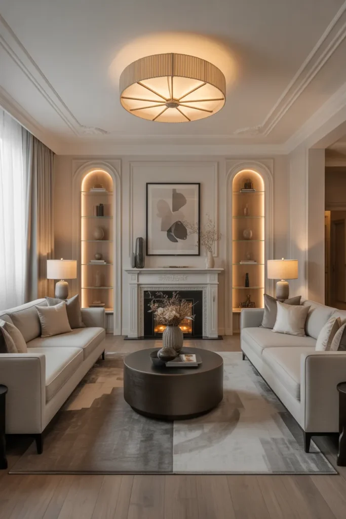 Modern Elegant Living Room with Balanced Symmetry