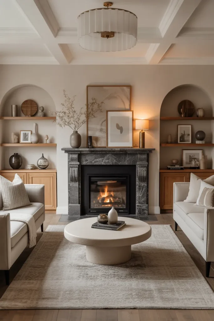 Fireplace-Centered Luxe Living Room