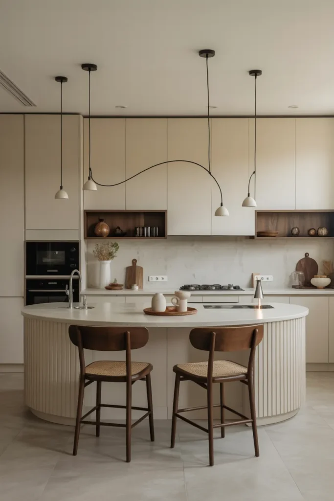 Modern Kitchen with Curved Island Design