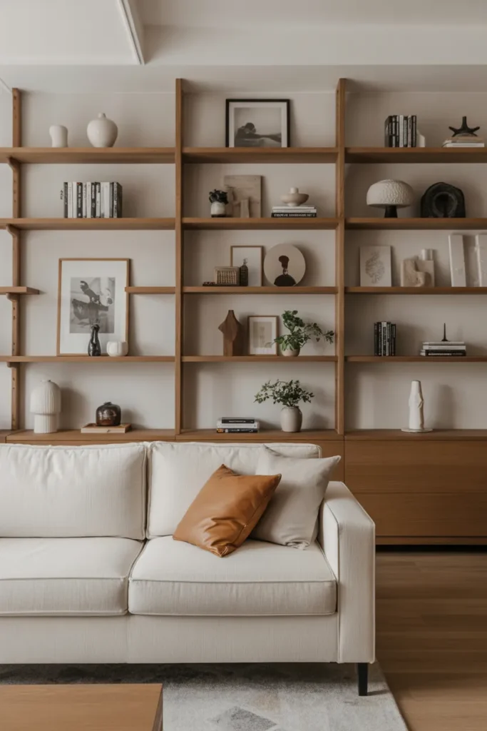 Modern Living Room With Open Shelving