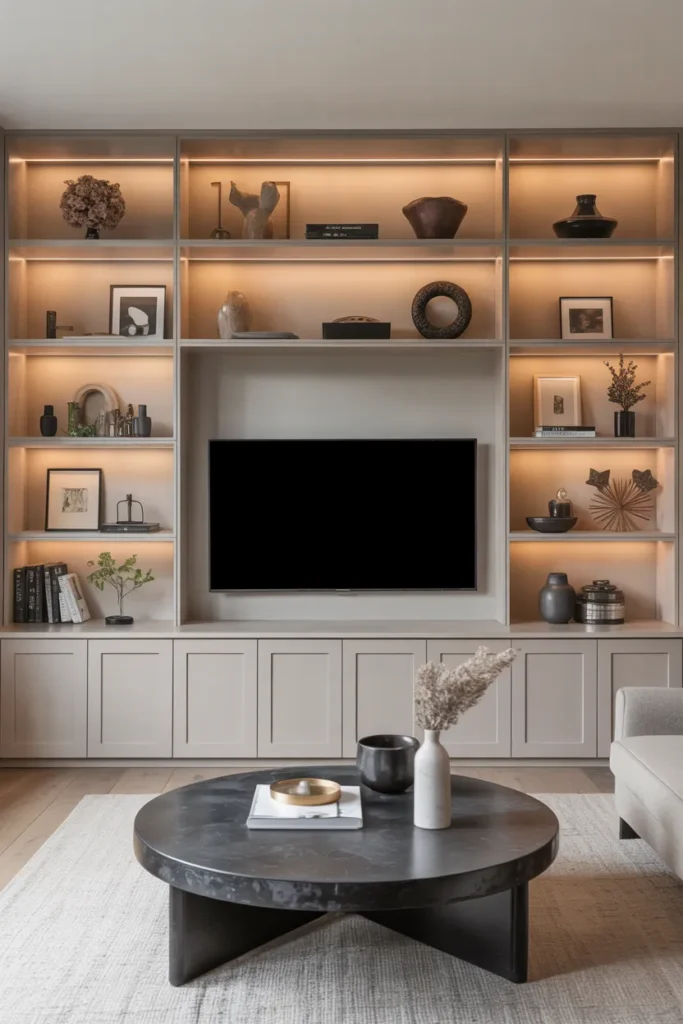 Modern Living Room with Built-In Storage