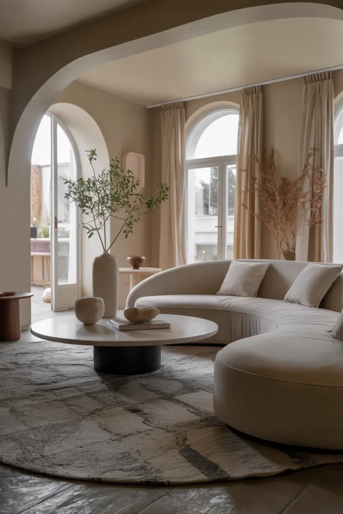 Modern Living Room with Curved Furniture