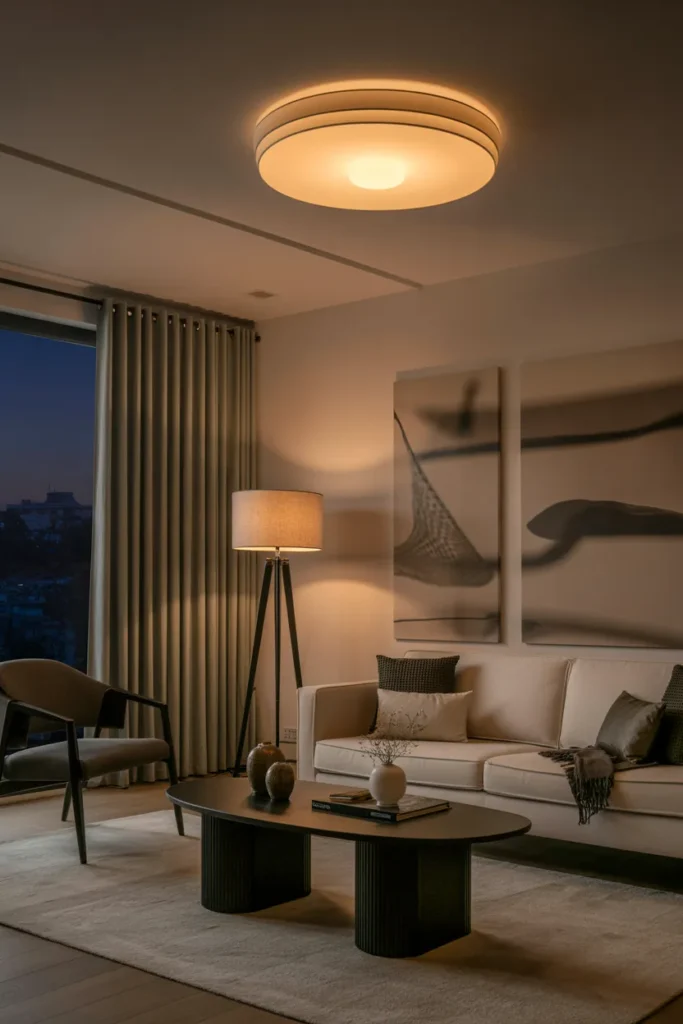 Modern Living Room with Layered Lighting