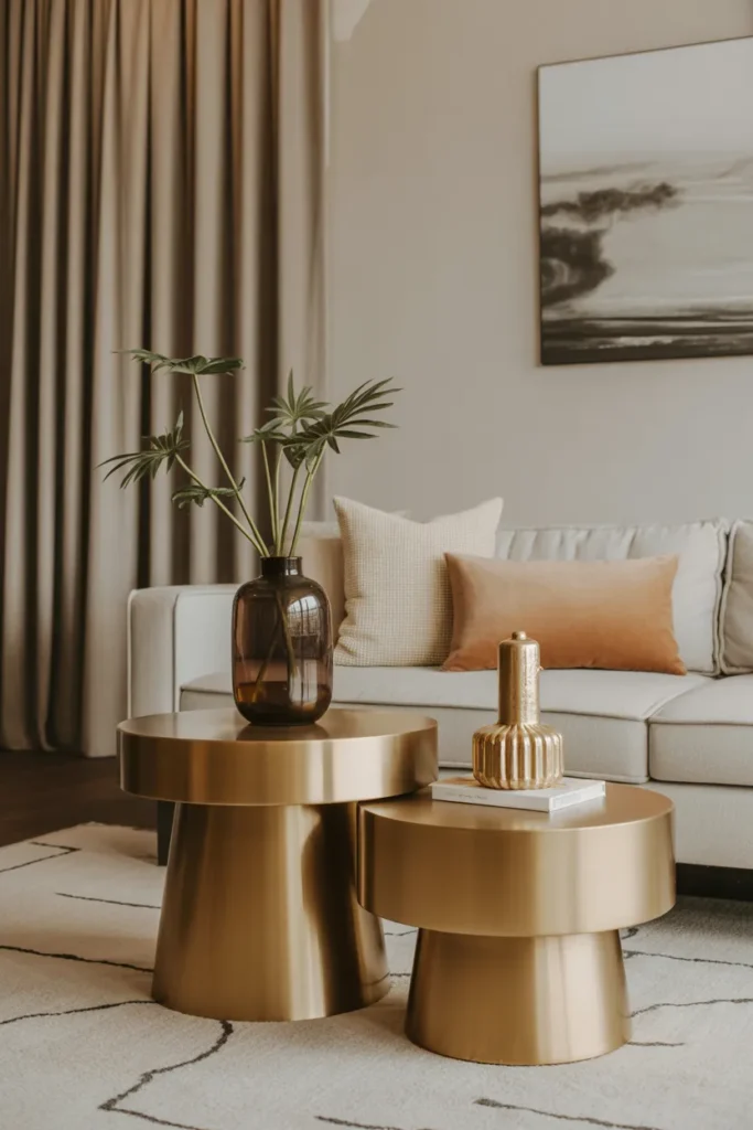 Modern Living Room with Metallic Accents