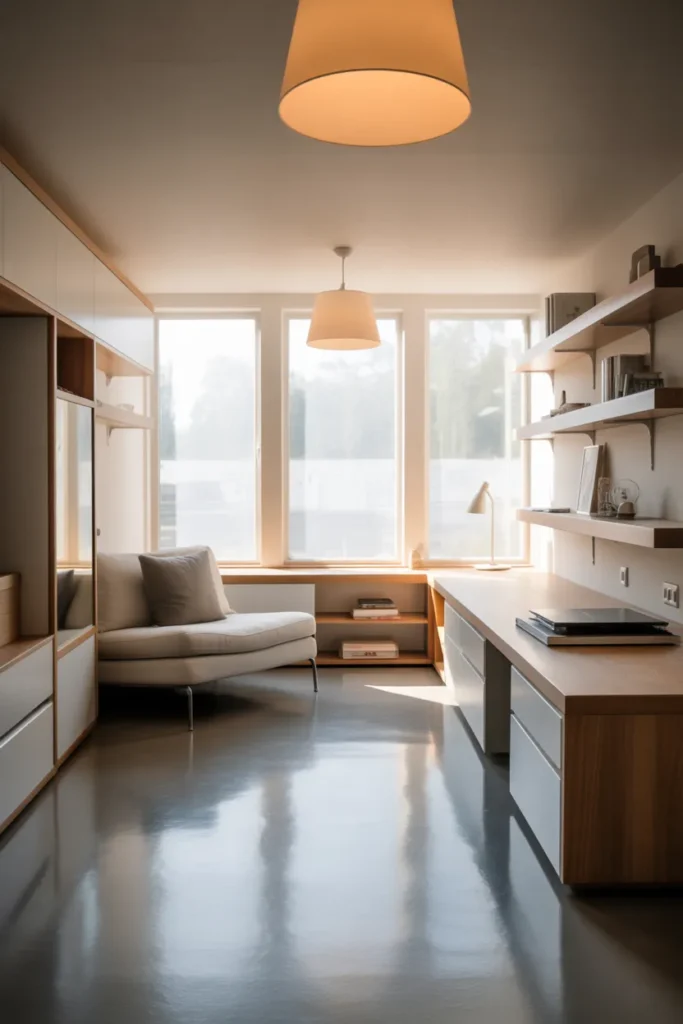 Modern She Shed Interior with Clean Lines