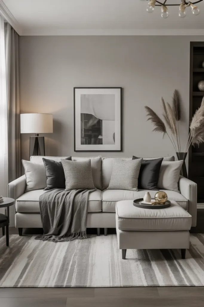 Monochromatic Living Room With Layered Textures