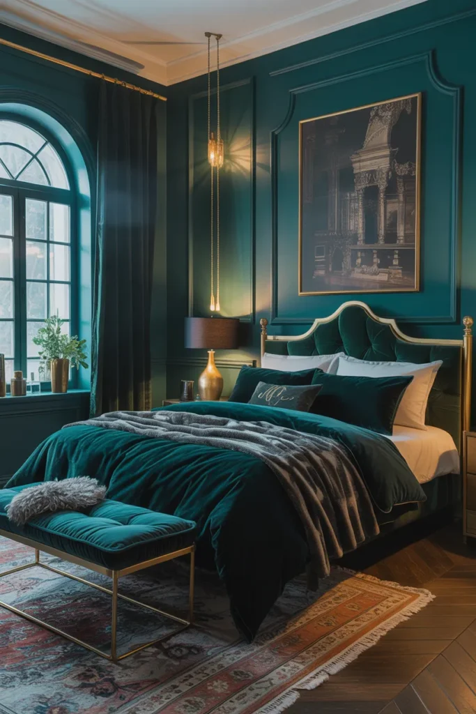 Moody Jewel-Toned Bedroom