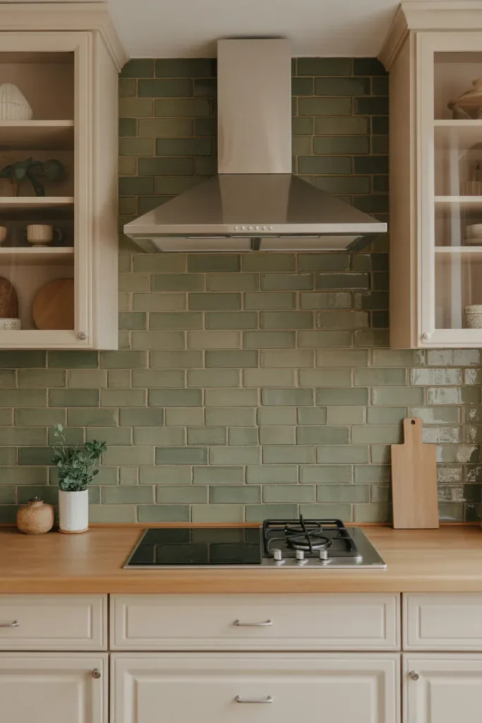 Moss Green Subway Tiles with Matte Finish