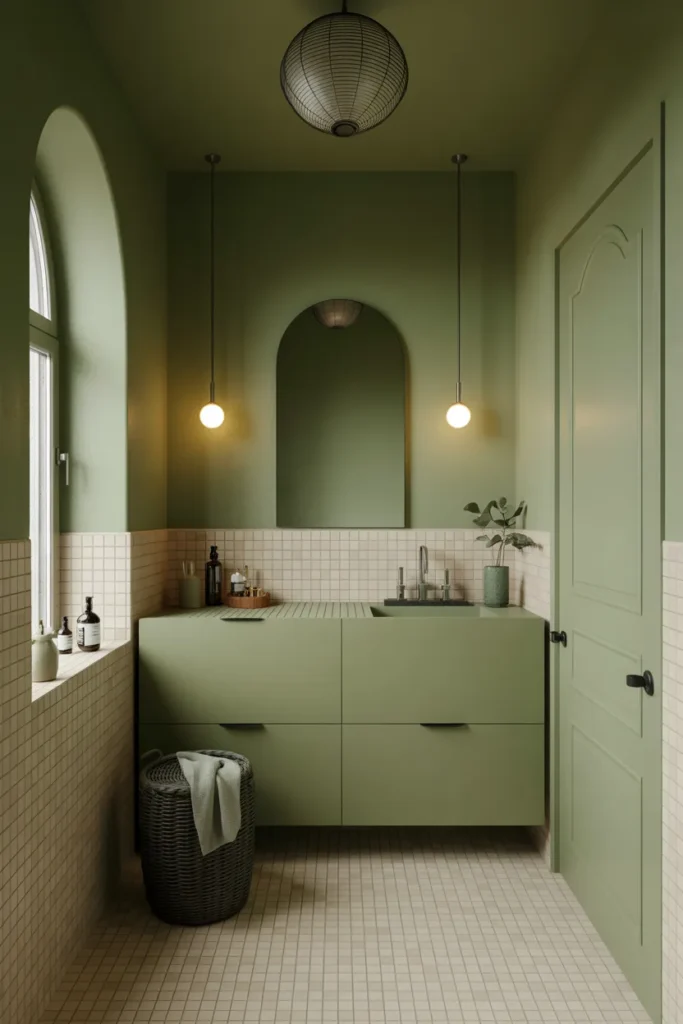 Muted Green Bathroom with Cozy Atmosphere