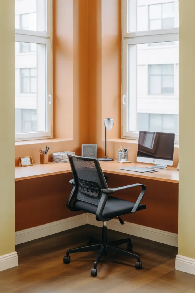 Narrow L-Shaped Desk in Corner Nook
