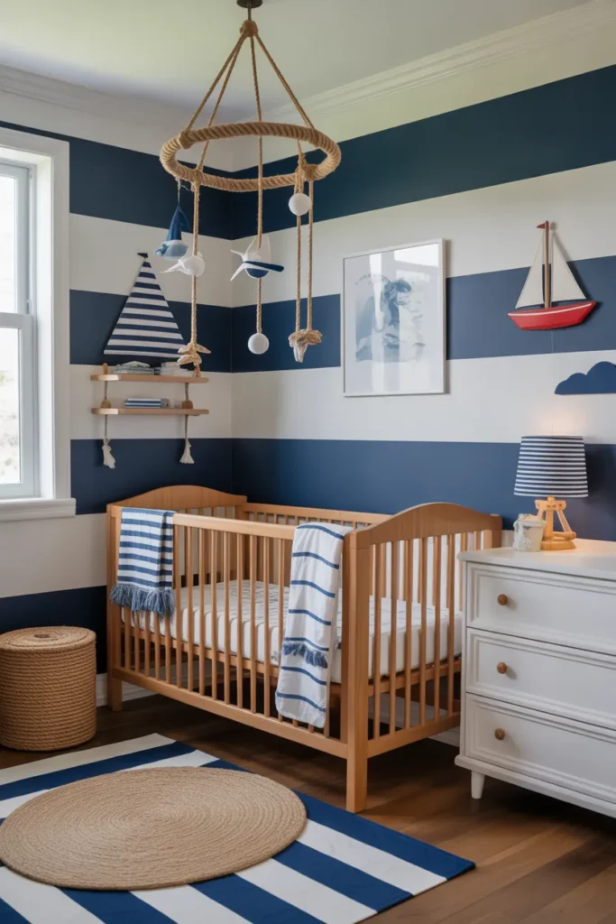 Nautical-Inspired Blue and White Nursery
