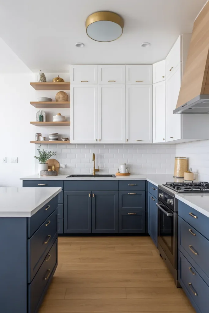 Navy Blue and White Modern Kitchen Cabinets