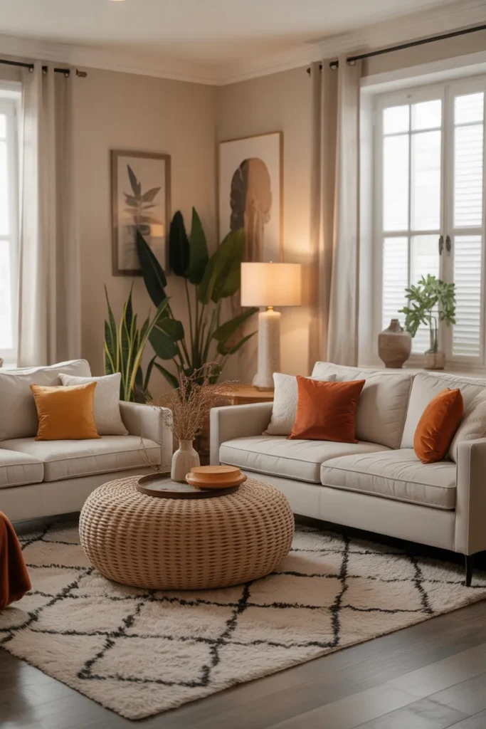 Neutral Base with Warm Color Accents