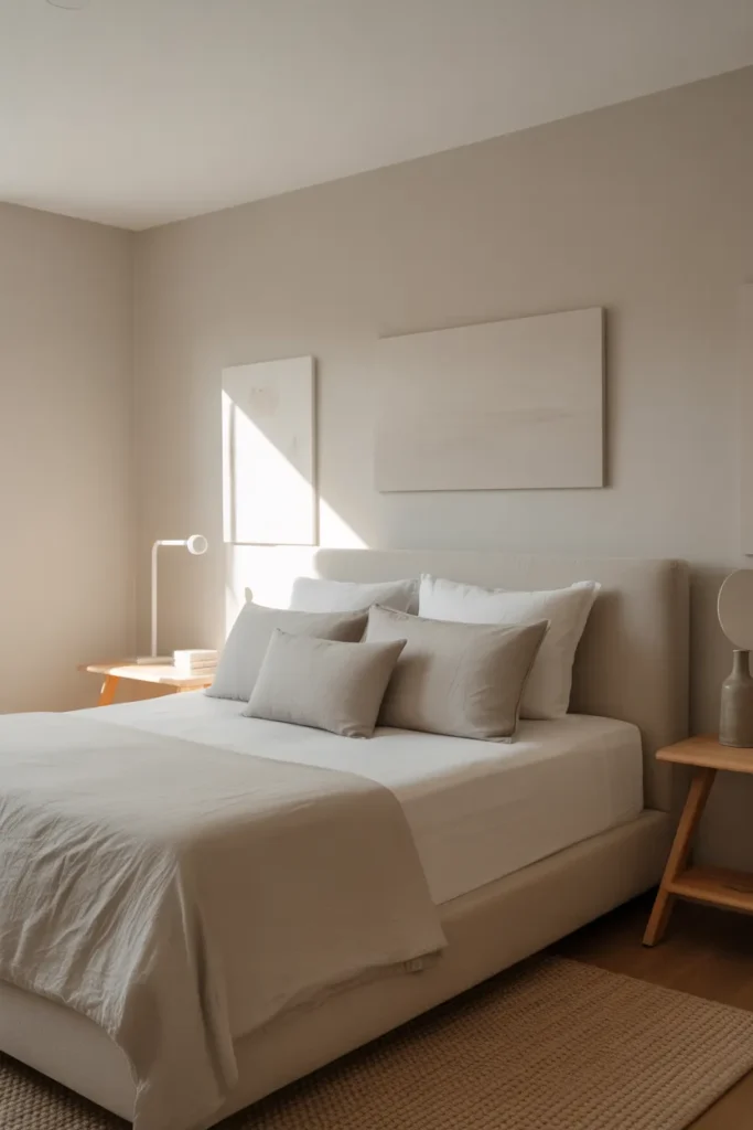 Neutral Color Bedroom with Simple Layout