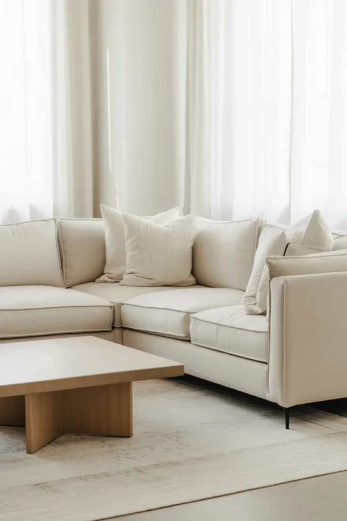 Neutral Minimalist Living Room with Clean Lines