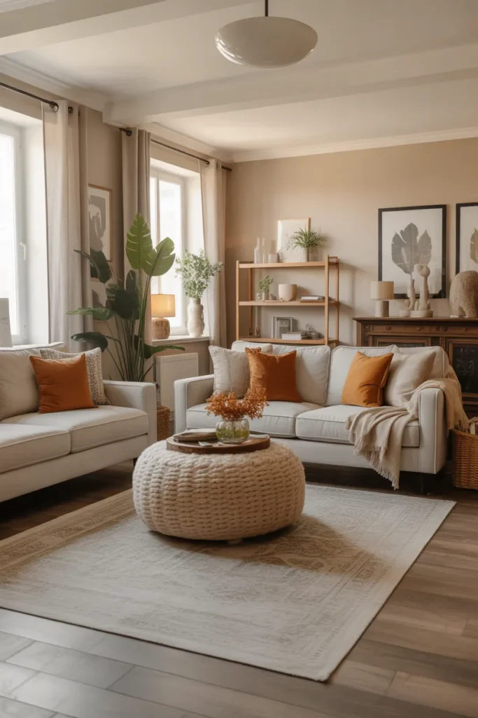 Neutral Palette with Pops of Warm Color