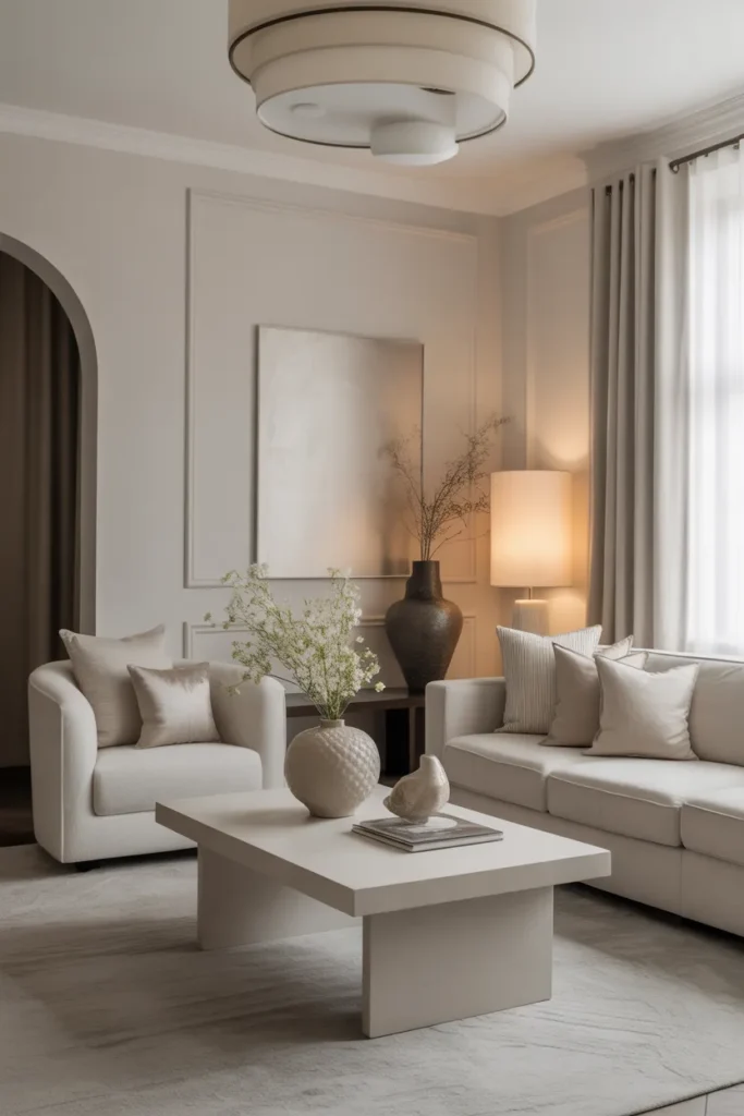 Neutral-Toned Living Room with Elegant Layers