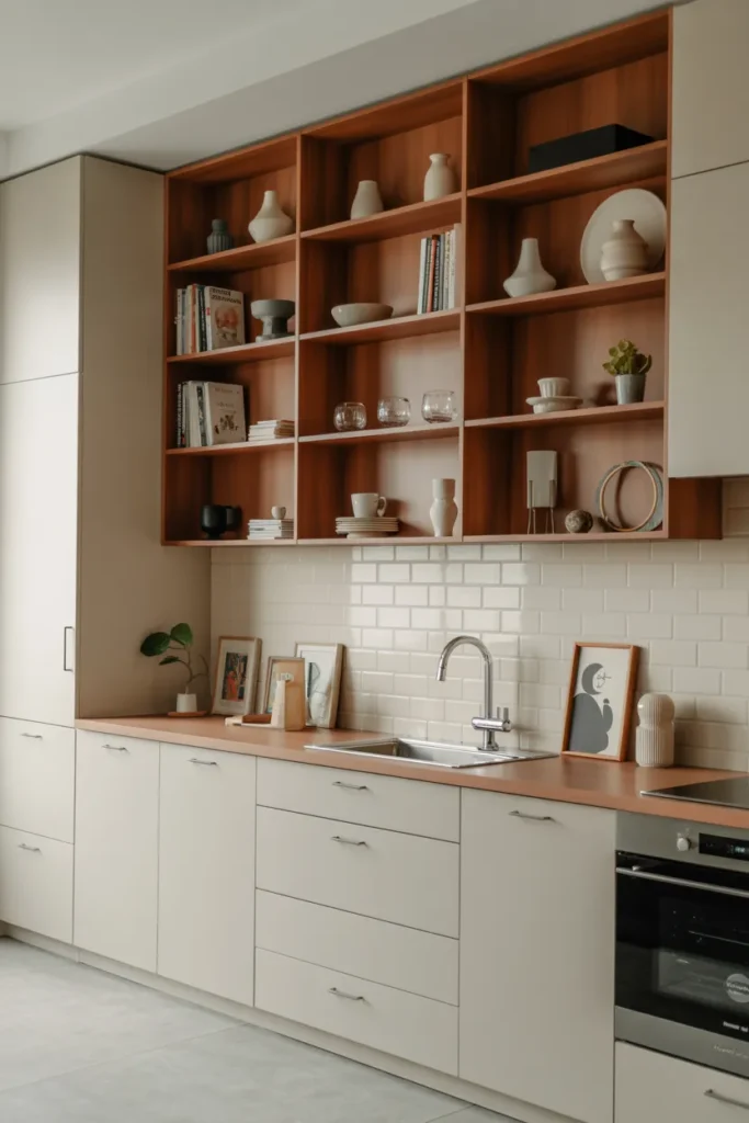 Open Shelves Above Closed Cabinets
