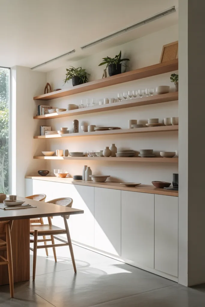 Open Shelving Near the Dining Area