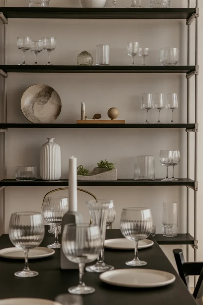 Open Shelving with Vintage Glassware