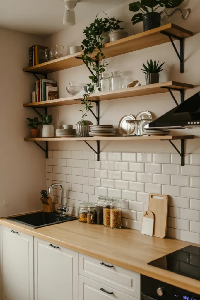 Overhead Open Shelving for Everyday Essentials