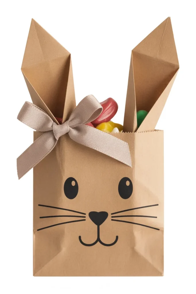 Paper Bunny Bag with Folded Ears and Bow
