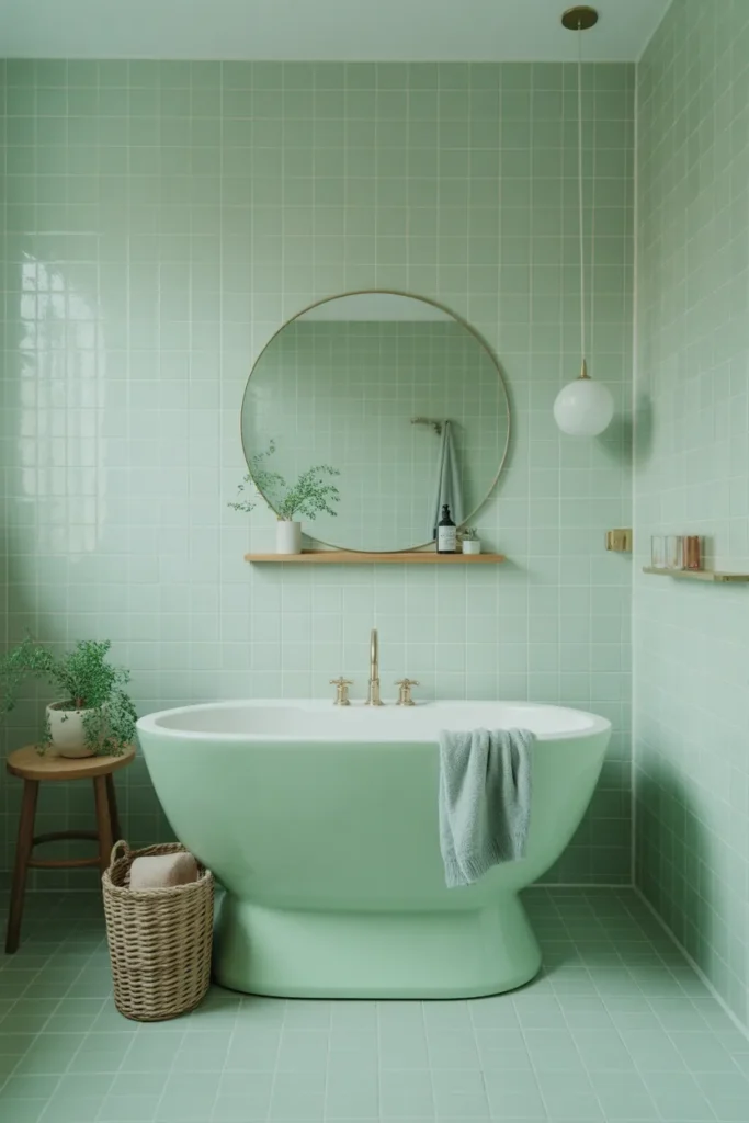 Pastel Green Bathroom with Minimal Design