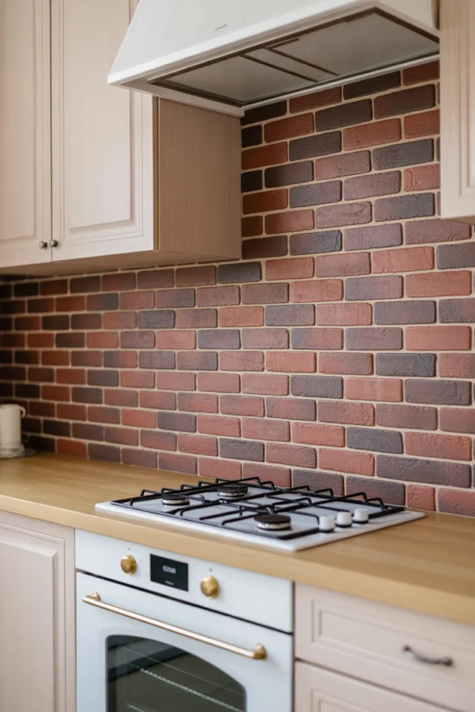 Patterned Brick Backsplash for Visual Interest