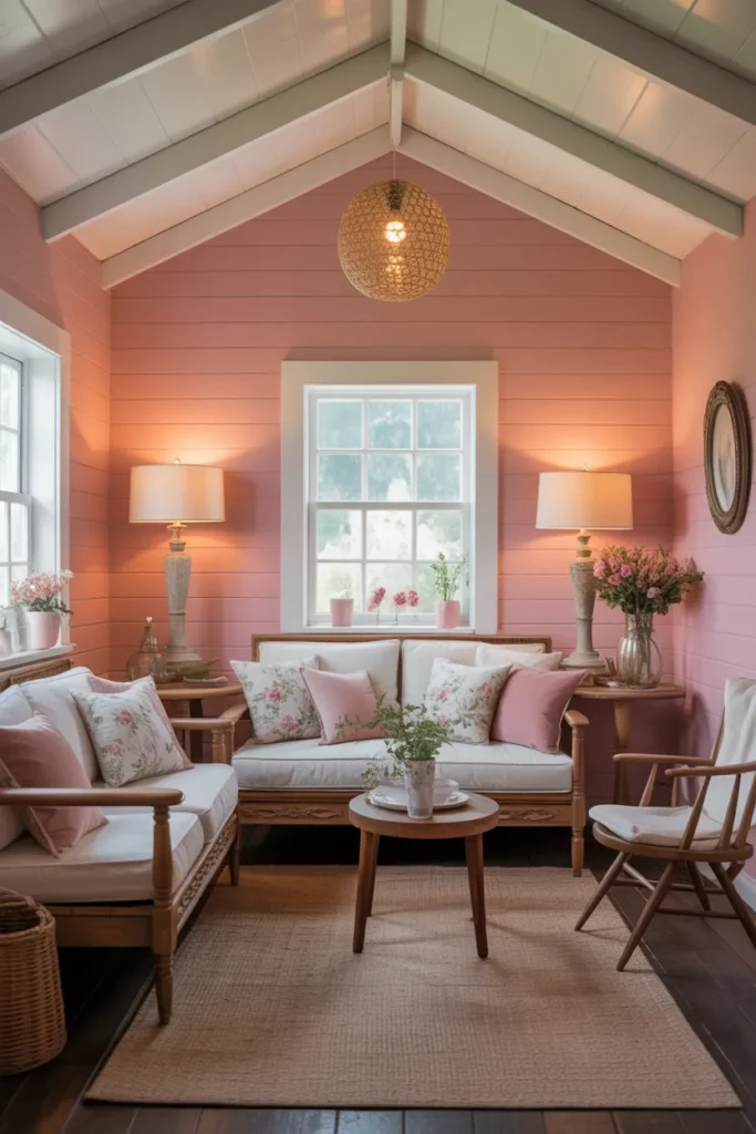Pink Shiplap Walls for Cottage Charm