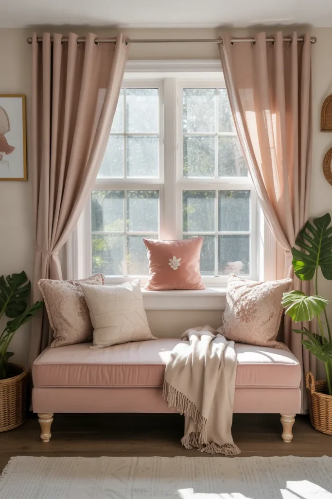 Pink Upholstered Bench Seating