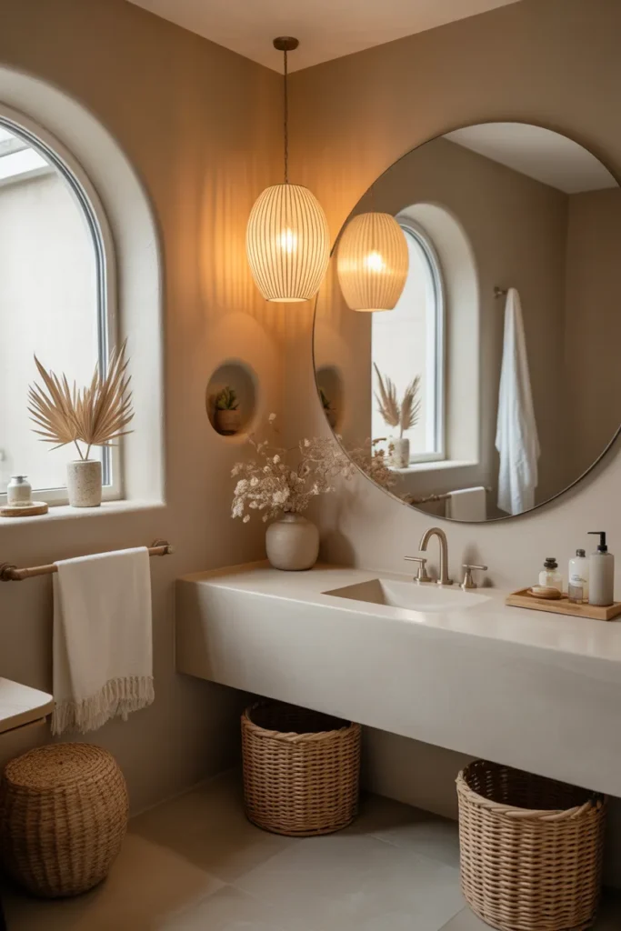 Relaxed Boho Bathroom with Soft Lighting