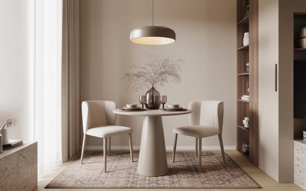 Round Pedestal Table with Upholstered Chairs,