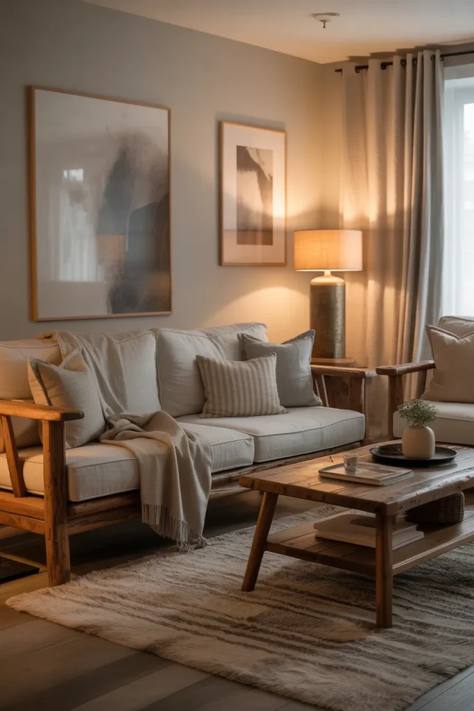 Rustic Cozy Living Room with Layered Textures