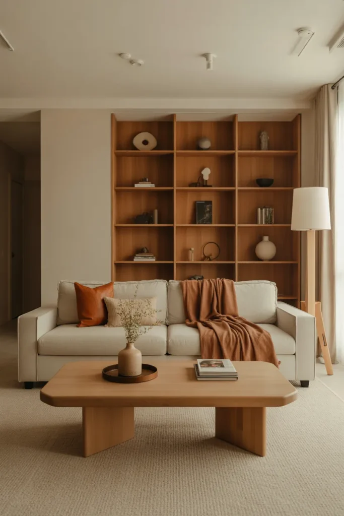 Rustic Modern Living Room With Wood Accents