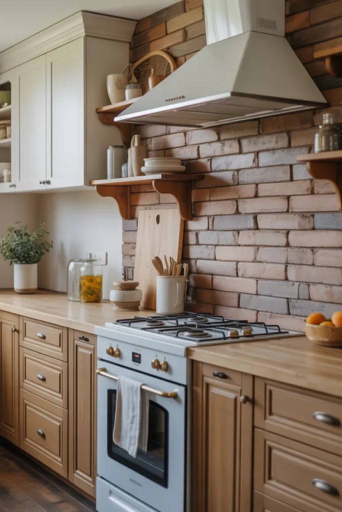 Rustic Stone Backsplash with Farmhouse Charm