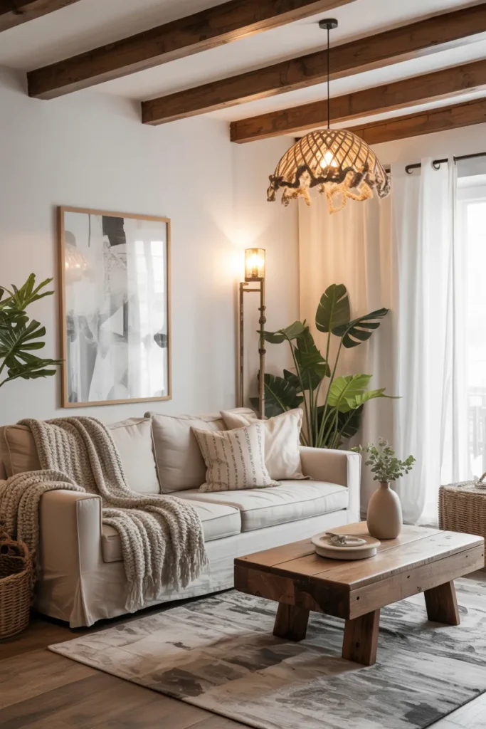 Rustic Wood Beams and Organic Textures