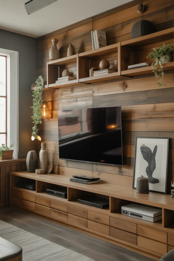 Rustic Wood TV Wall