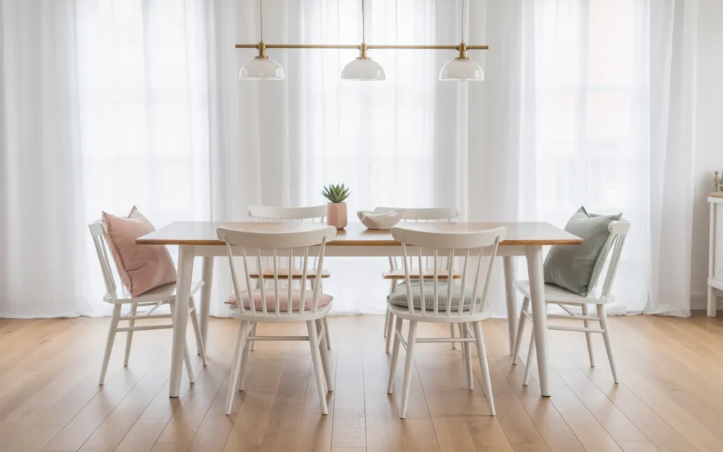 Scandinavian-Inspired Dining Room with Pastel Accents