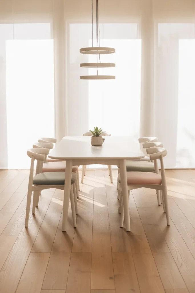 Scandinavian-Inspired Dining Room with Pastel Accents
