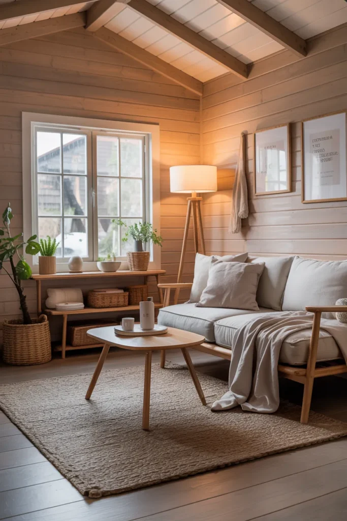 Scandinavian She Shed Interior with Calm Vibes
