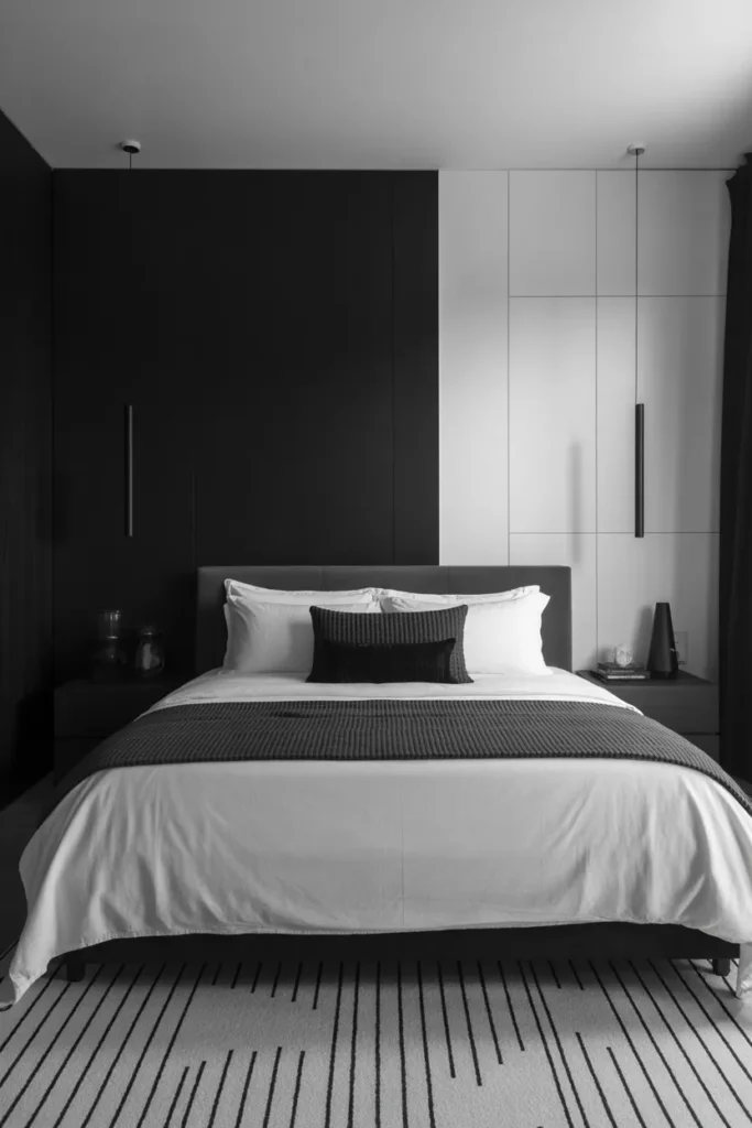 Sleek Black and White Bedroom