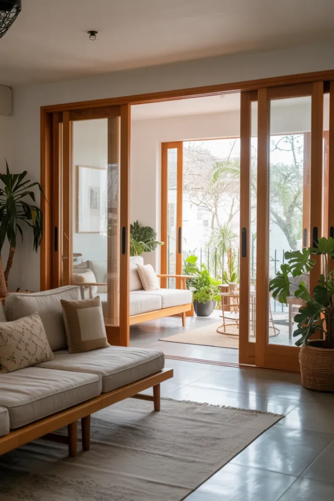 Sliding Wooden Doors for Open Flow