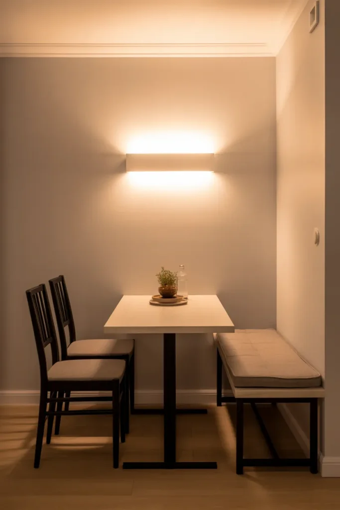 Slim Rectangular Table Against the Wall