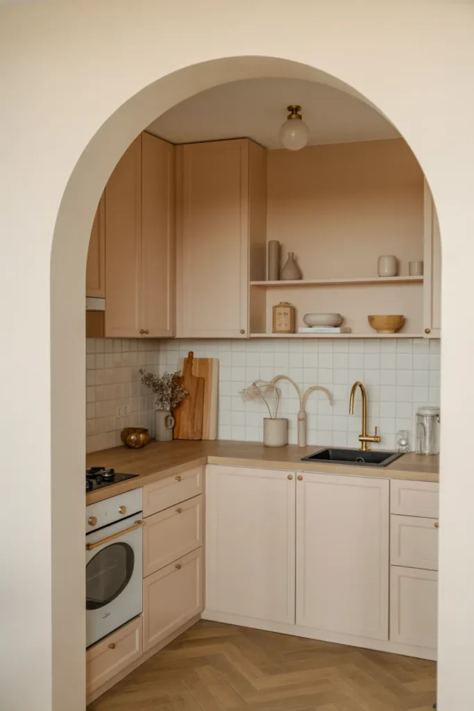 Small Kitchen with Arched Doorway Detail