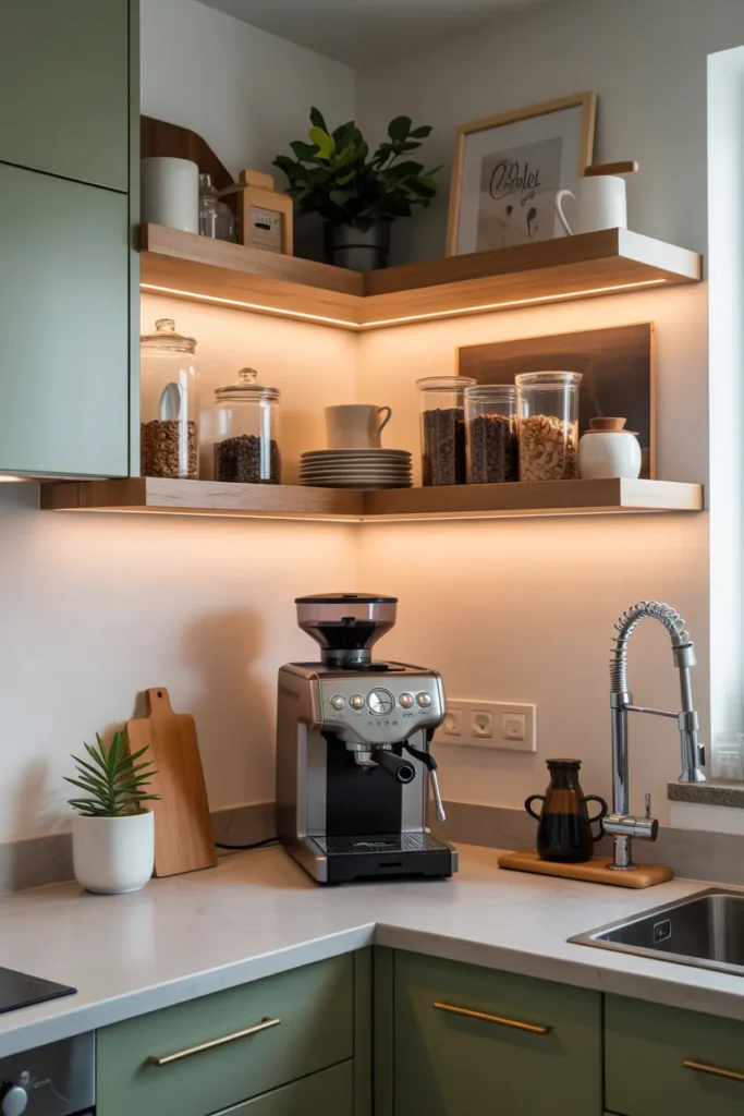 Small Kitchen with Compact Coffee Station