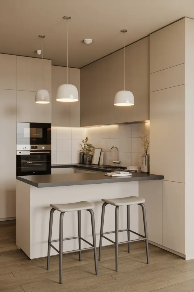 Small Kitchen with Floating Breakfast Bar