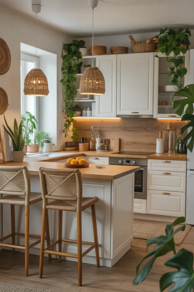 Small Kitchen with Natural Wood Accents