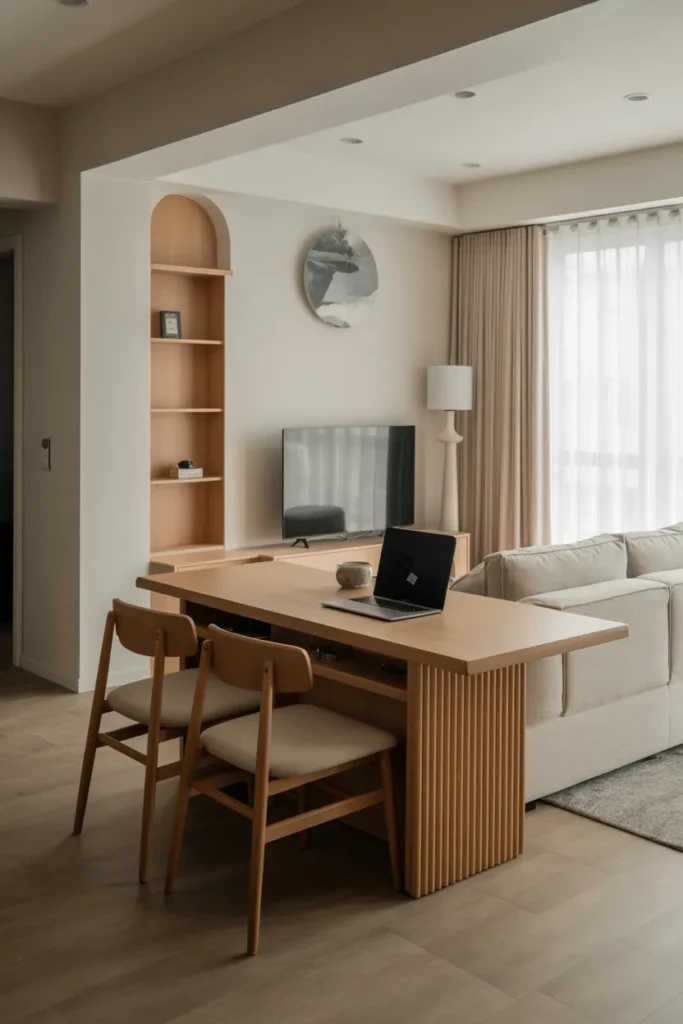 Small Living Room Dining Layout with Multi-Functional Furniture